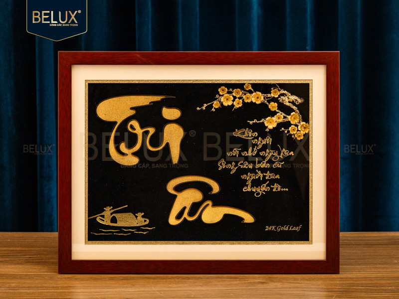 Tranh Chữ Tri Ân Dát Vàng 24k